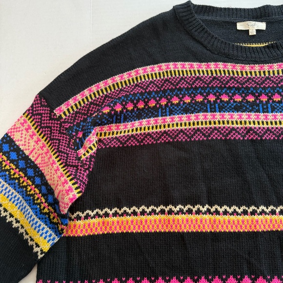 Easel Black Cozy Grandma Core Chic  Multicolor Patterned Sweater Size 1X - Picture 5 of 16